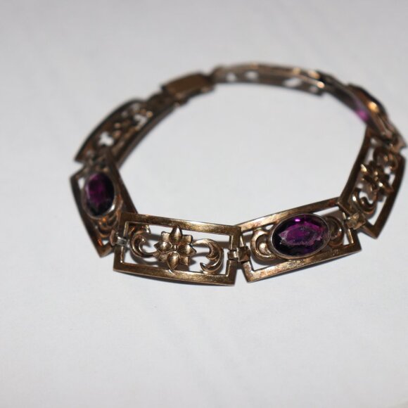 symmetalic sterling 14k and dark amethyst bracelet 7.5" - Picture 6 of 7